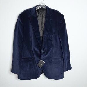 J. Hilburn Blazer Sport Coat Men Size 49 Jacket Suit Velvet Blue